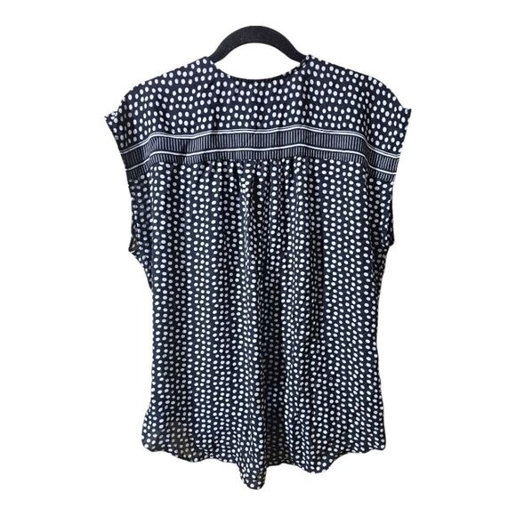 MAX STUDIO Hi-Lo Black & White Faux Wrap Top - Size Large - Picture 2 of 8